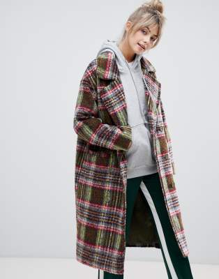 Pull&Bear double breasted coat in check