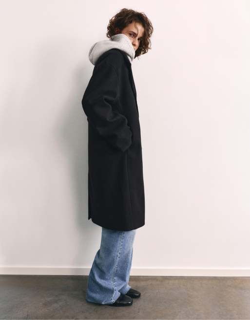 Pull&Bear Double-button coat in black, 2 of 7