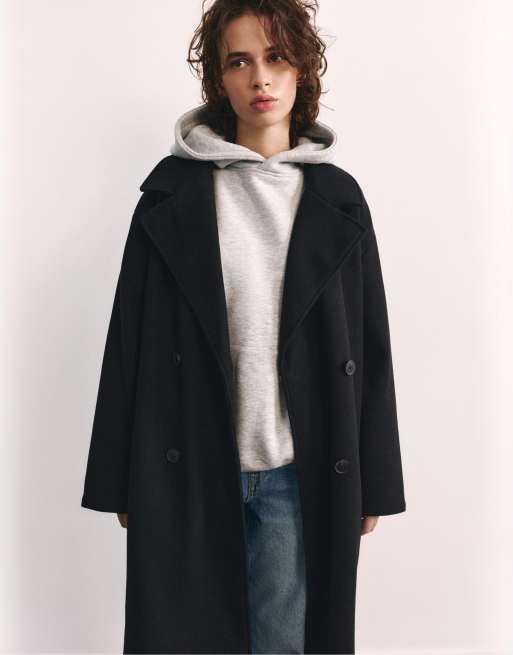 Pull&Bear Double-button coat in black, 3 of 7