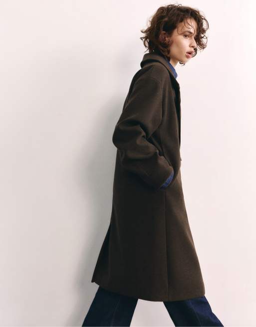 Pull&Bear Double-button coat in burgundy, 2 of 7