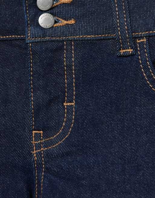 Pull&Bear Double-button mini denim shorts in navy, 6 of 7