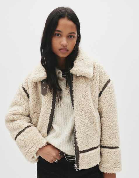 Pull&Bear Double-faced faux shearling jacket in ochre - view 1