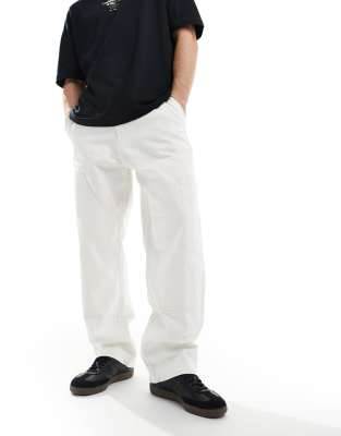 Pull & Bear Double Knee Cargo Pants In Ecru-neutral In White