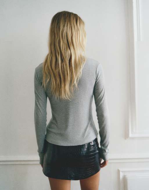 Pull&Bear Double lace top in grey, 3 of 7