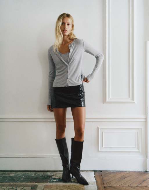 Pull&Bear Double lace top in grey, 4 of 7