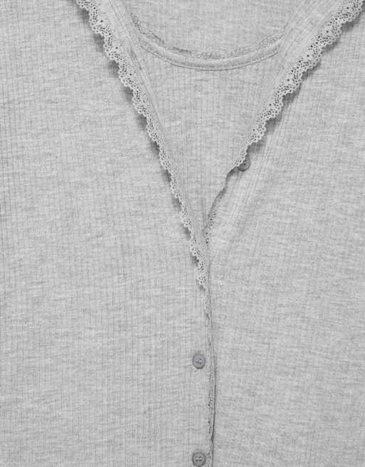 Pull&Bear Double lace top in grey, 6 of 7