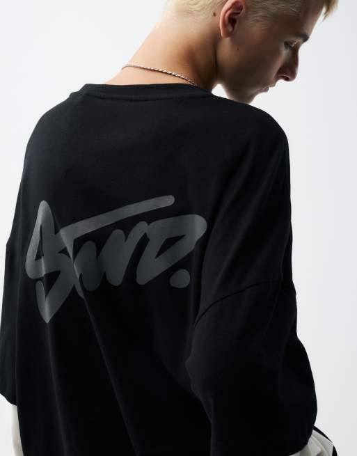 Pull&Bear Double sleeve t-shirt in black, 2 of 7