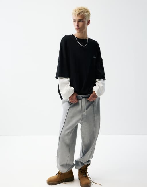 Pull&Bear Double sleeve t-shirt in black, 4 of 7