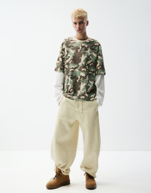 Pull&Bear Double sleeve t-shirt in green, 4 of 7