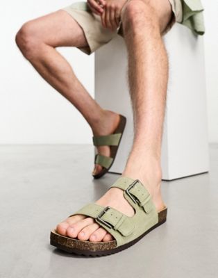 Pull&Bear double strap sandal in light khaki