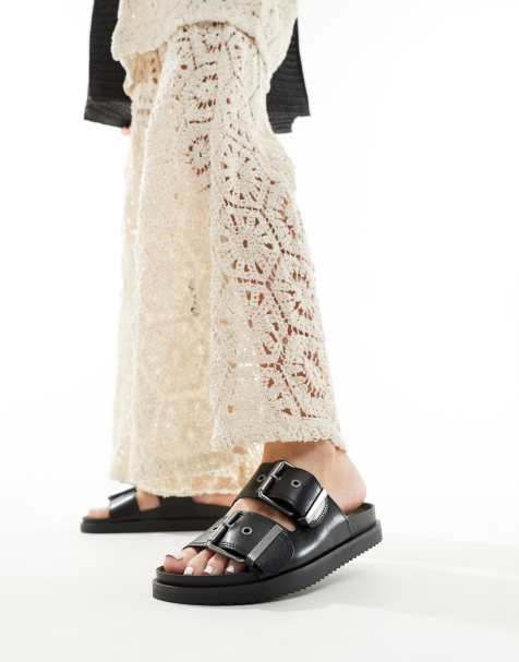 Pull&Bear double strap sandals in black - view 1