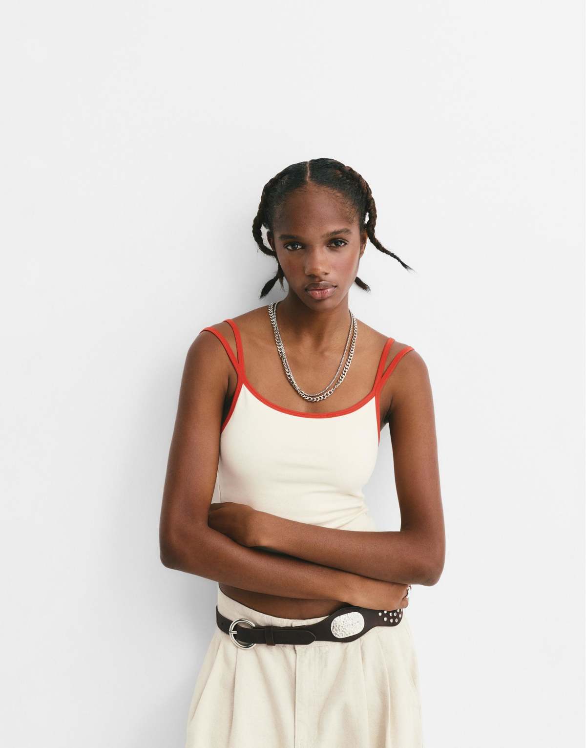 Pull&Bear Double strap top in ice