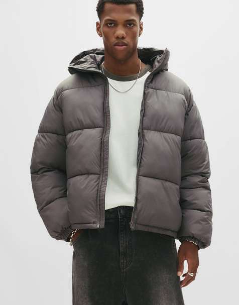Pull&Bear - Doudoune à capuche - Gris - view 1