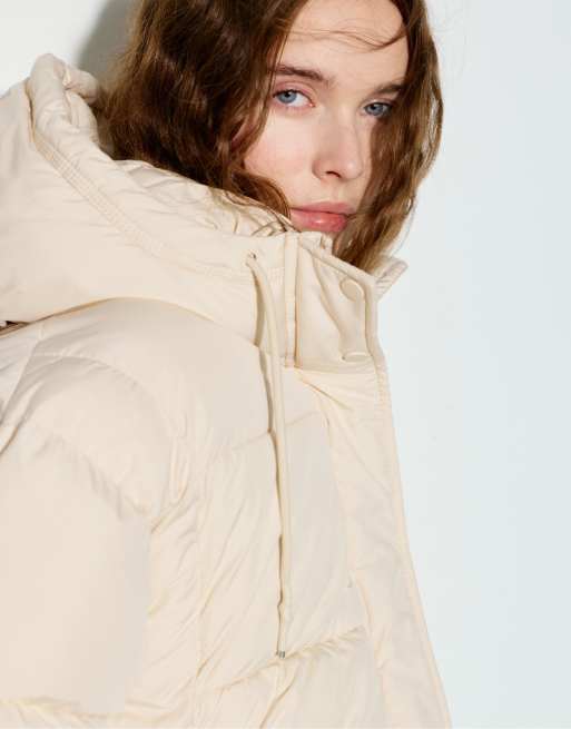 Pull&Bear - Doudoune courte à capuche - Beige, 3 de 4