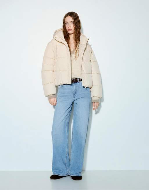 Pull&Bear - Doudoune courte à capuche - Beige, 4 de 4