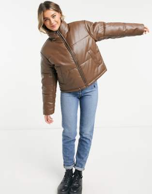 doudoune simili cuir pull and bear