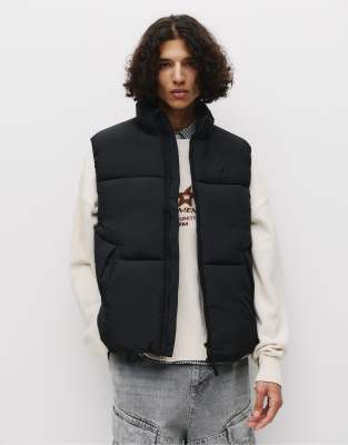 Pull & Bear - Doudoune sans manches à logo STWD - Noir