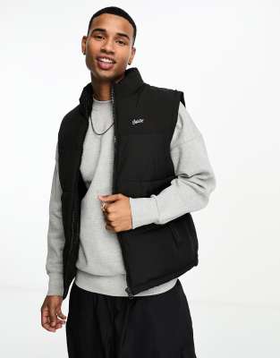 Pull&Bear puffer gilet in black  - ASOS Price Checker