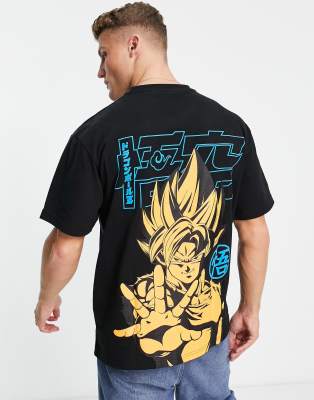 Pull&Bear Dragon Ball Z back print t-shirt in black