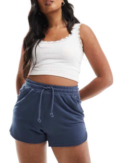 Pull&Bear drawstring waist runner shorts in petrol blue