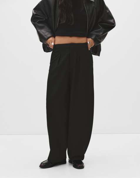 Pull&Bear Dressy sarouel trousers in black - view 1