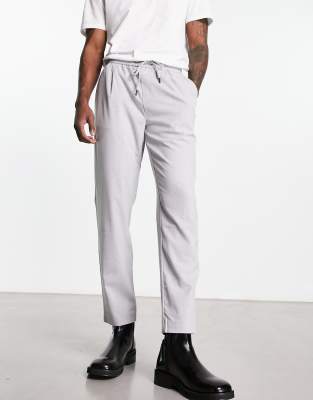 dressy slim tailored pants in light gray