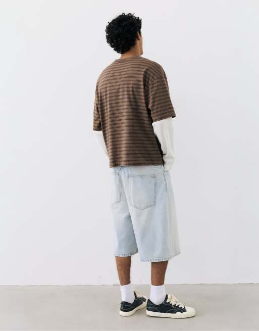 Pull&Bear dubbel T-shirt met lange mouwen en strepen, 2 van 7