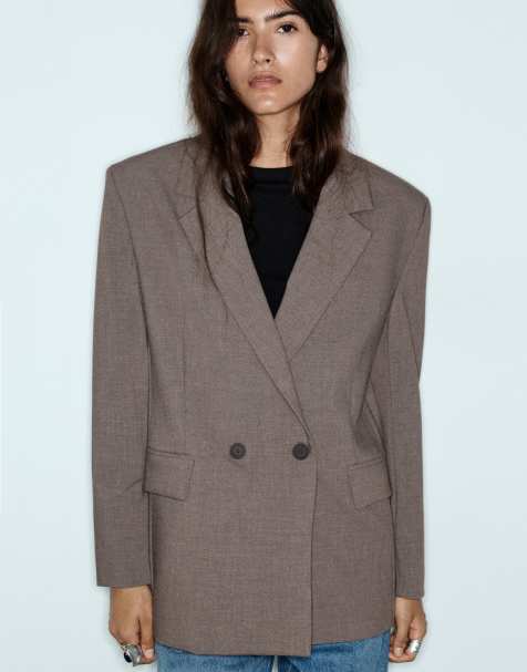 Pull&Bear dubbelknäppt kavaj i mink - view 1