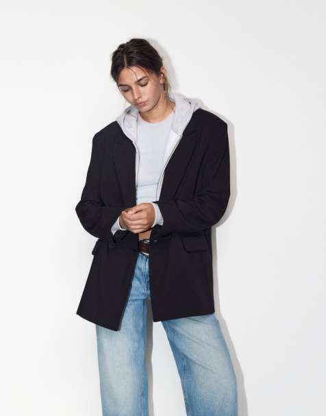 Pull&Bear dubbelknäppt kavaj i svart - view 1