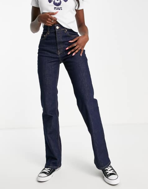 Pull&Bear – Dunkelblaue Bootcut-Jeans mit hoher Taille - view 1