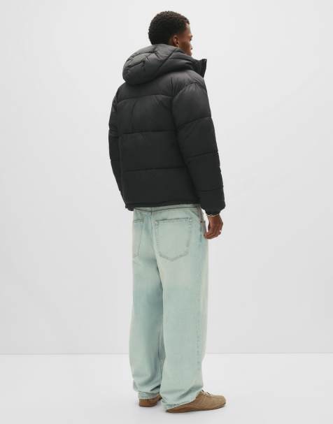 Pull&Bear - Dynejakke med hætte i sort - view 1