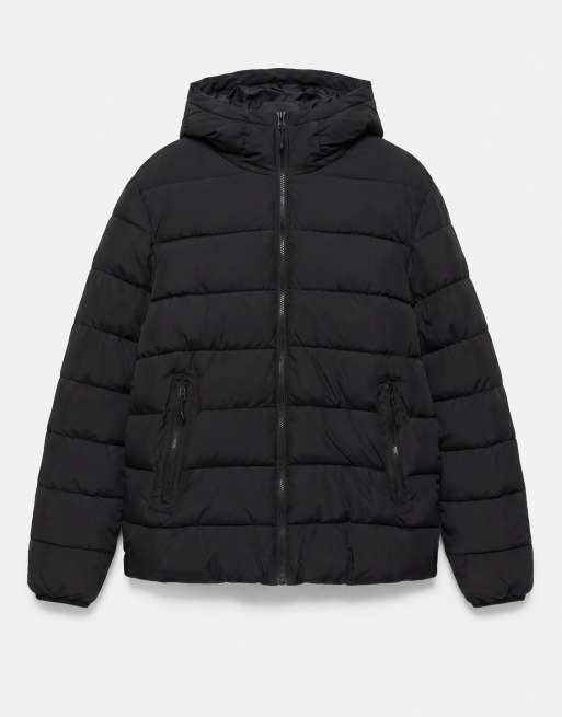 Pull&Bear - Dynejakke med hætte i sort, 6 af 7
