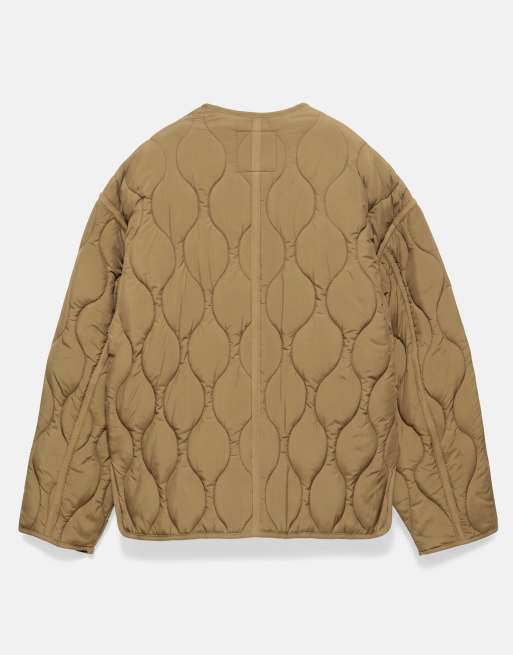 Pull&Bear dynejakke med lommer i mørk khaki, 7 af 7