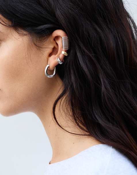 Pull&Bear Ear cuff earring pack in silver - view 1
