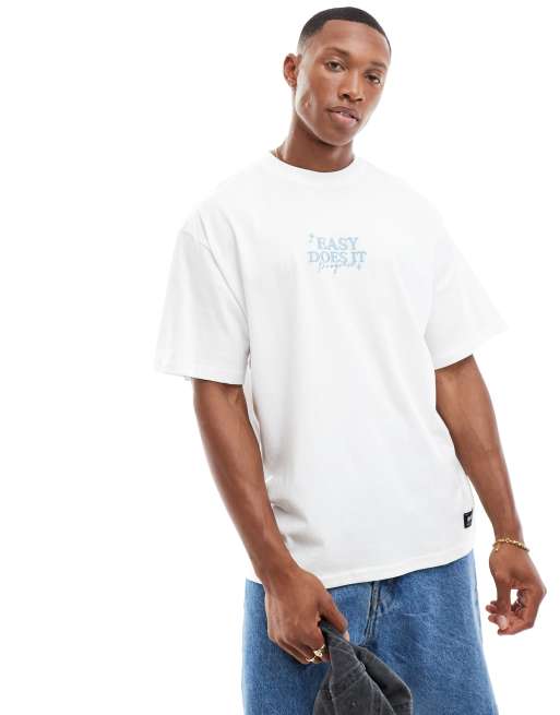 Pull&Bear easy back printed t-shirt in off white