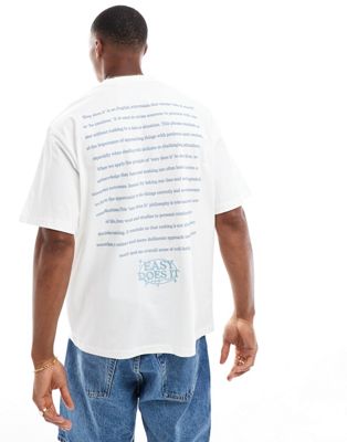 Pull&Bear easy backprinted t-shirt in off white
