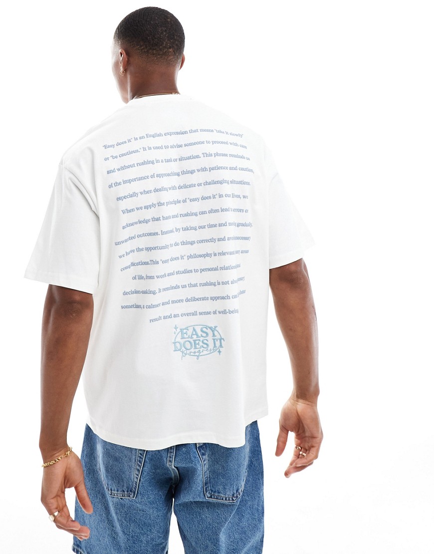 Pull & Bear easy backprinted t-shirt in off white