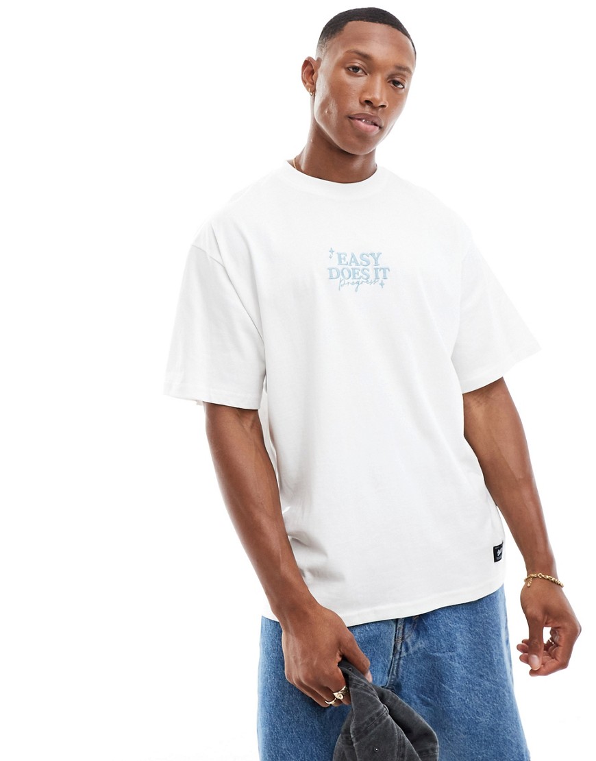 Pull & Bear easy backprinted t-shirt in off white