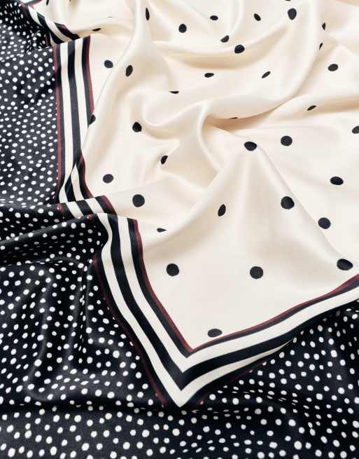 Pull&Bear écharpe à pois mélangés noire, 3 de 4