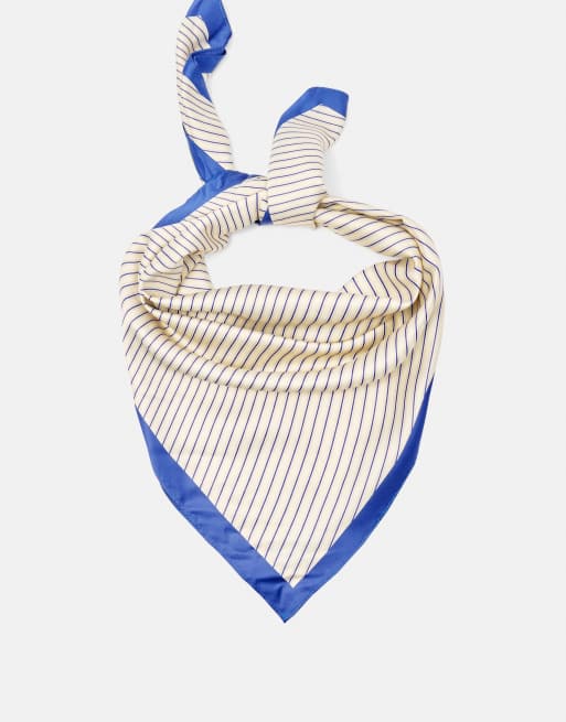 Pull&Bear écharpe à rayures bandana bleue, 3 de 5