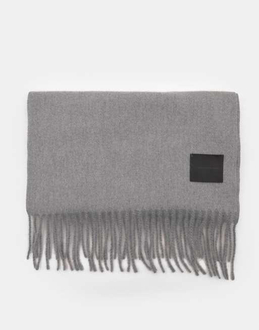 Pull&Bear - Écharpe douce à franges - Gris