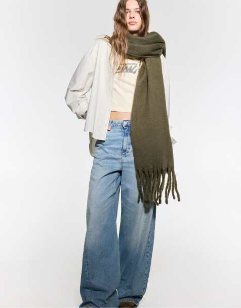 Pull&Bear - Écharpe en aspect mohair - Vert moyen - view 1