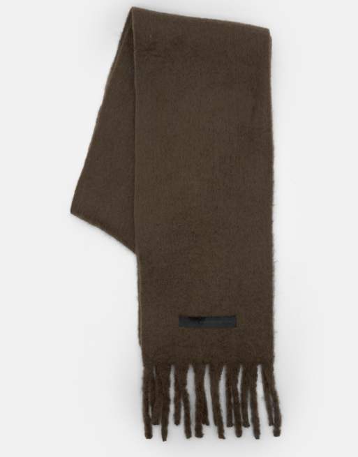 Pull&Bear - Écharpe unie à franges - Marron