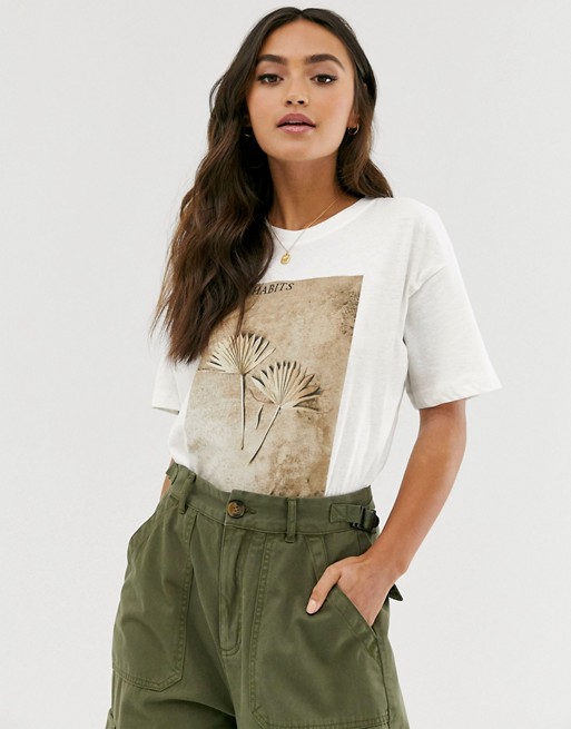 Pull&Bear eco graphic tee in white