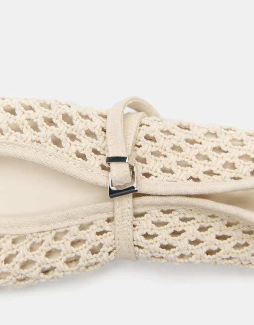 Pull&Bear - Ecrufarvede ballerinaer i mesh, 3 af 4