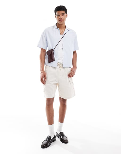 Pull&Bear - Ecrufarvede pull-on cargoshorts