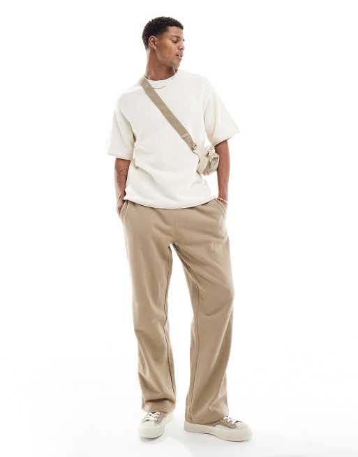 Pull&Bear - Ecrufarvet T-shirt i tekstureret strik