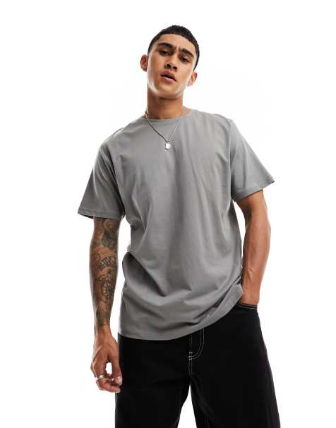 Pull&Bear – Einfaches T-Shirt in Grau - view 1