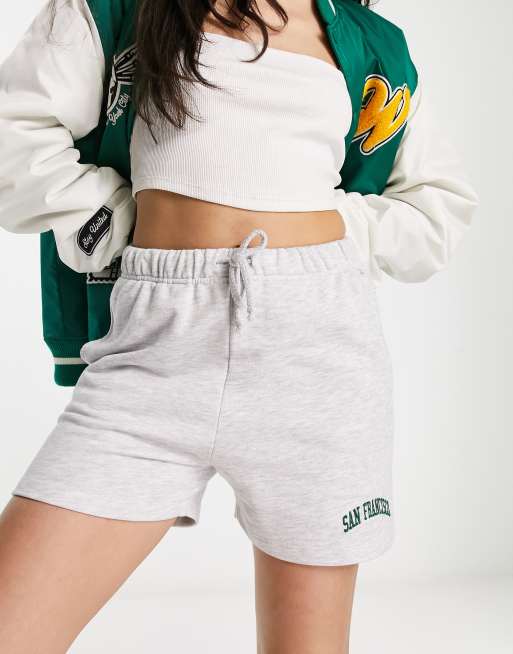 Pull&Bear elasticated waist jersey shorts in grey marl