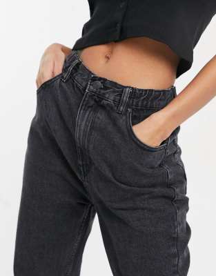 elastic waist black jeans